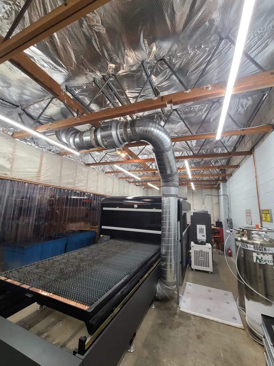 Garage mechanical system with ductwork and equipment